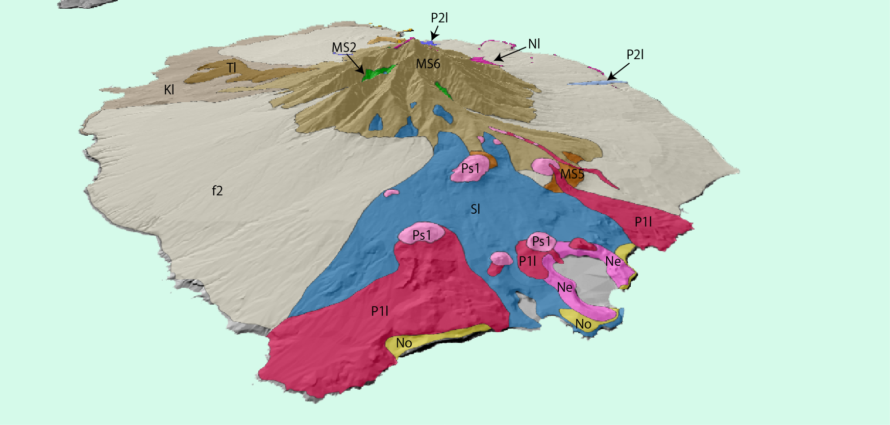 利尻火山の3D地質図