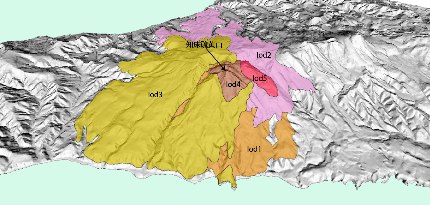 知床硫黄山の3D地質図