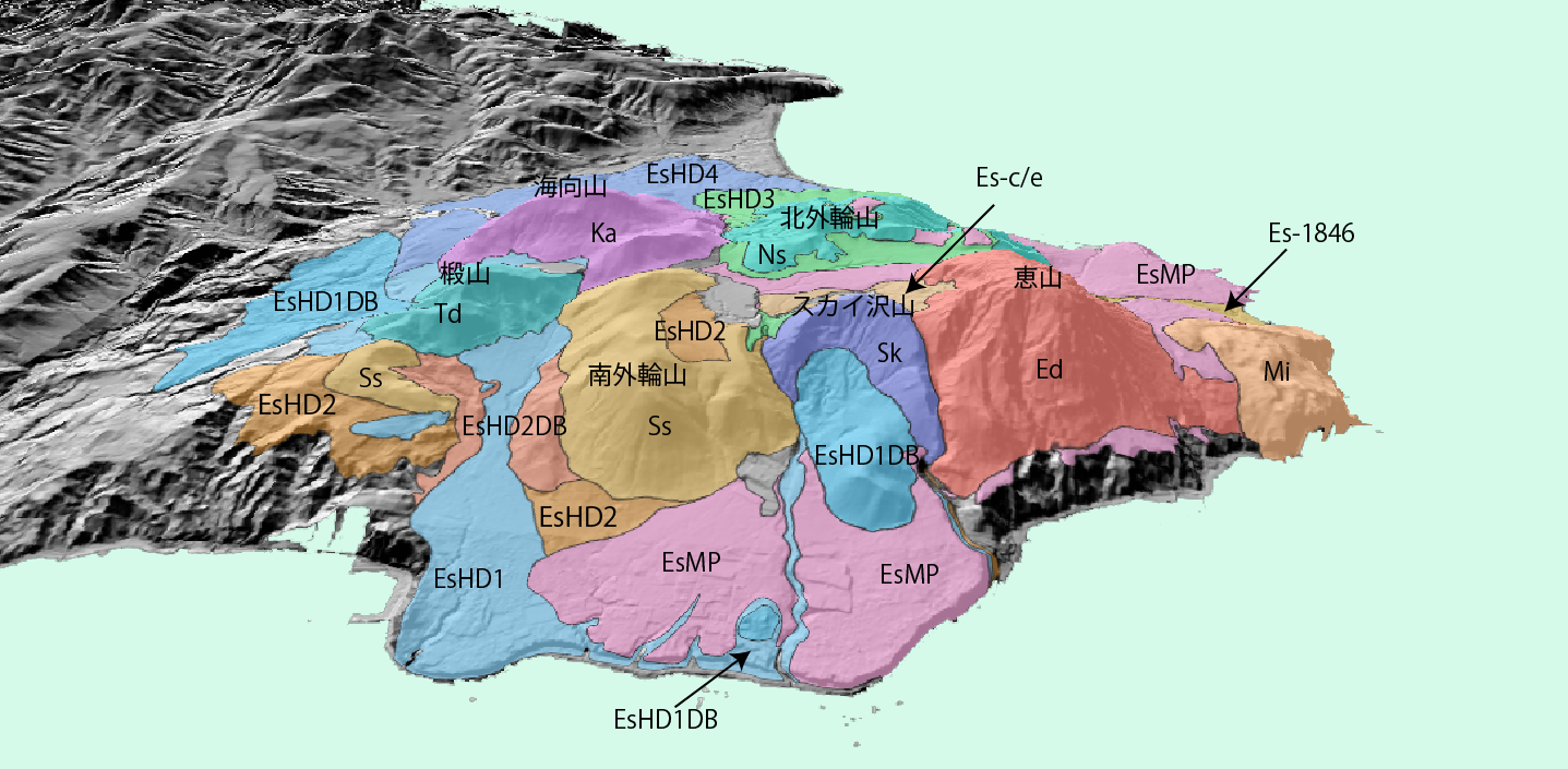 恵山の3D地質図