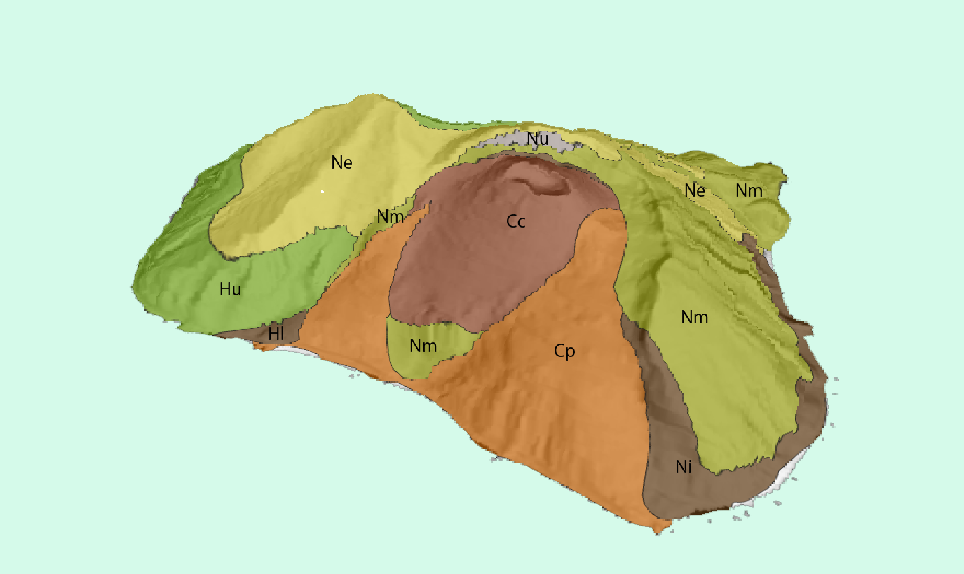 渡島大島の3D地質図