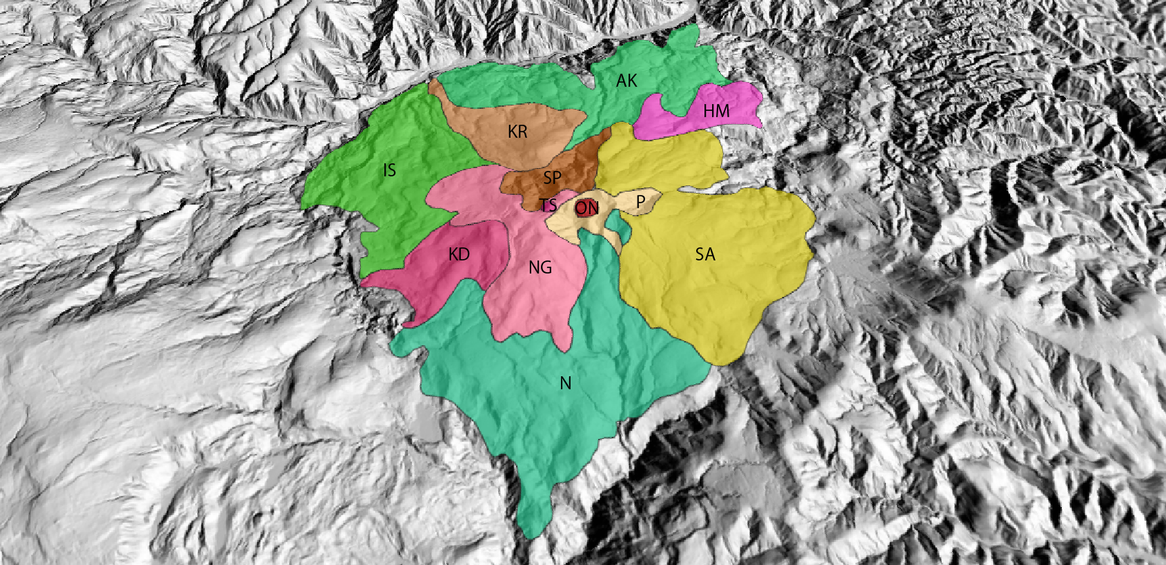 秋田焼山の3D地質図