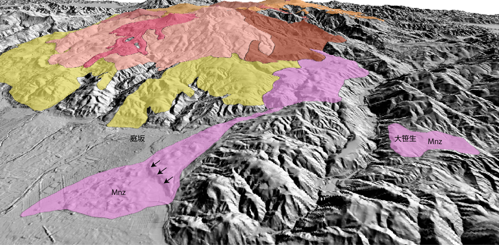 吾妻山の3D地質図