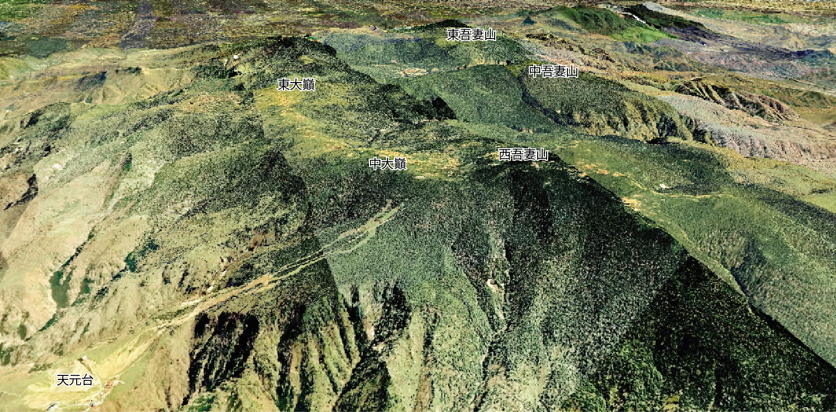 吾妻山の3D画像