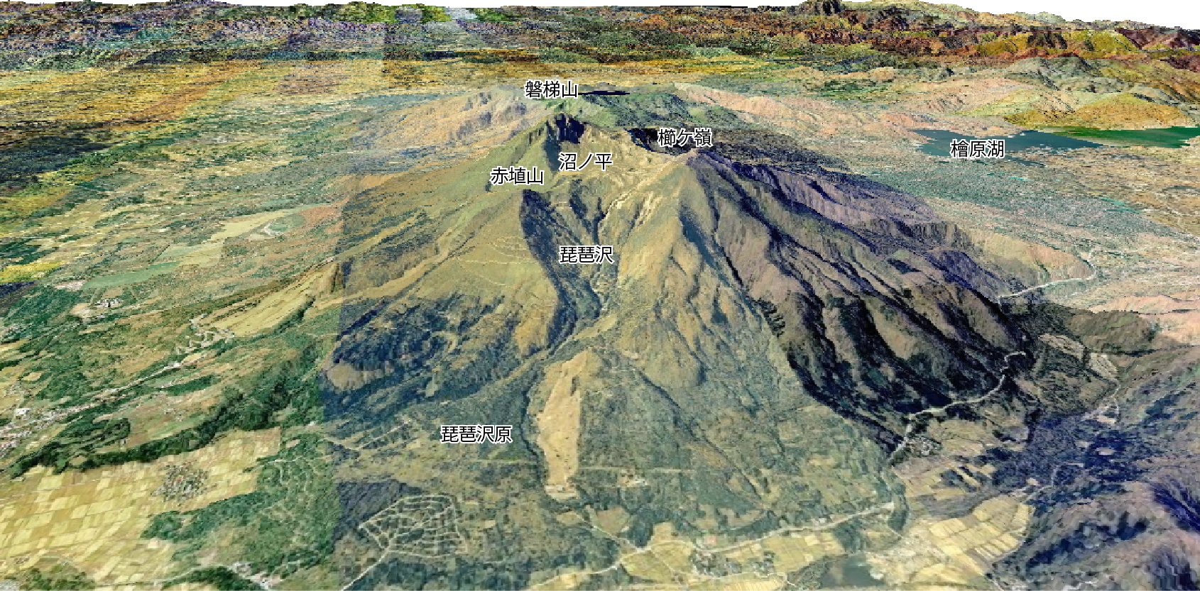 磐梯山の3D画像
