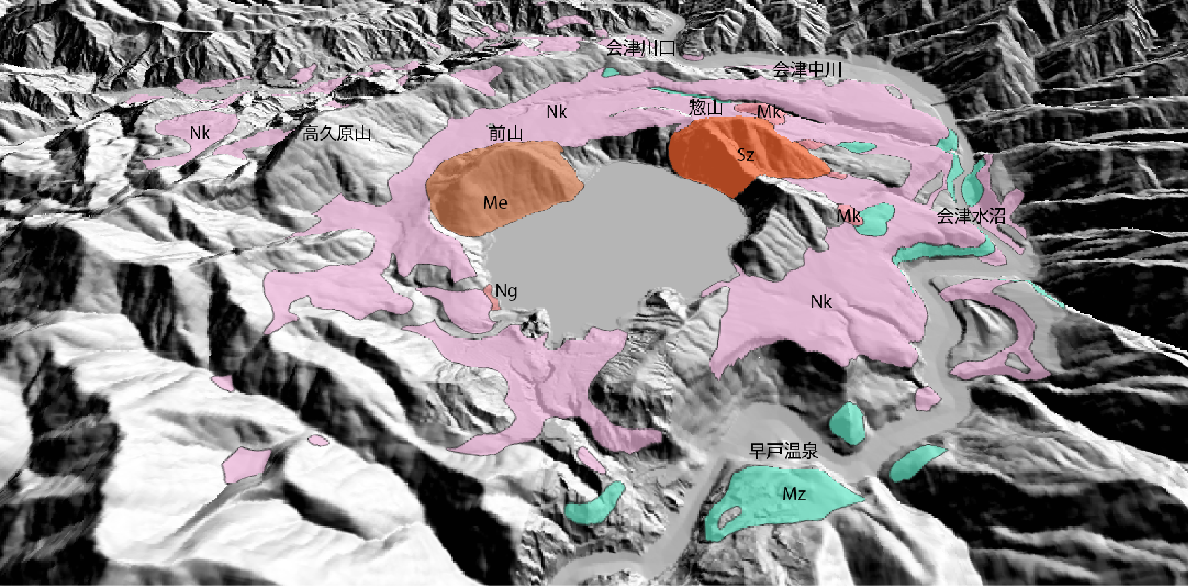 沼沢の3D地質図