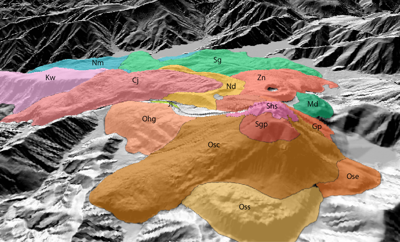 日光白根山の3D地質図