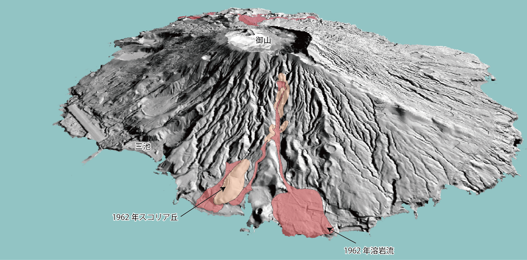 三宅島の3D地質図