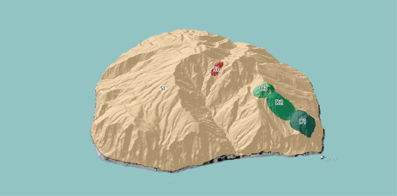 御蔵島の3D地質図