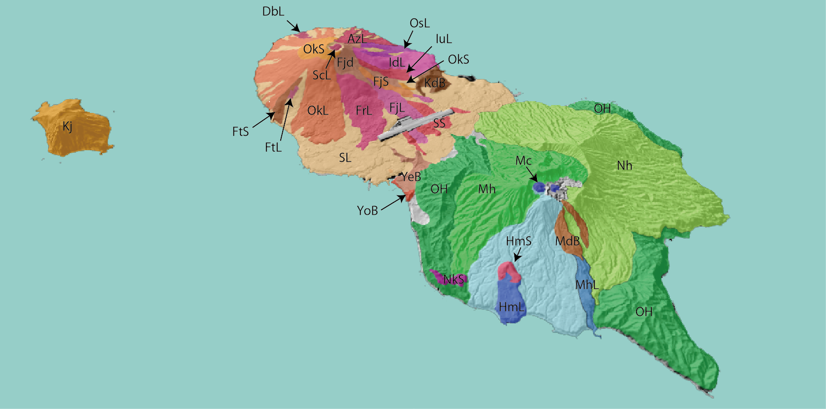 八丈島の3D地質図