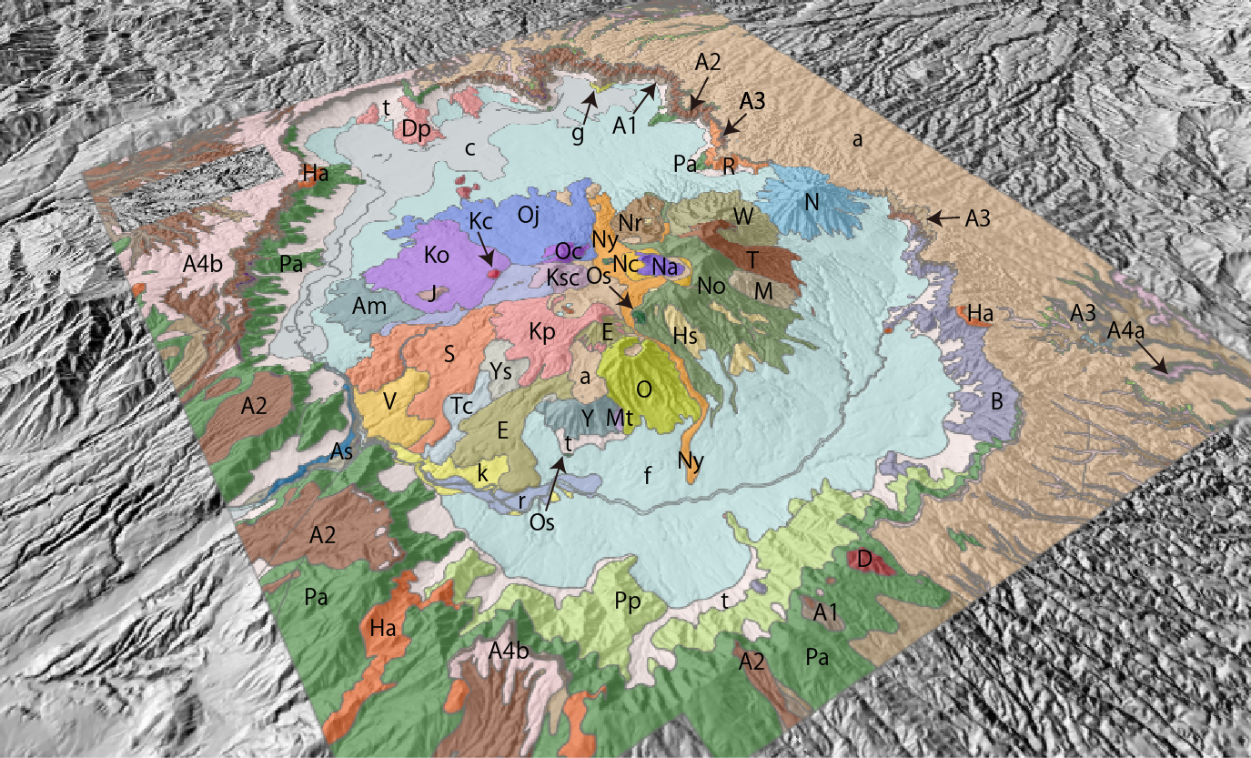 阿蘇山の3D地質図