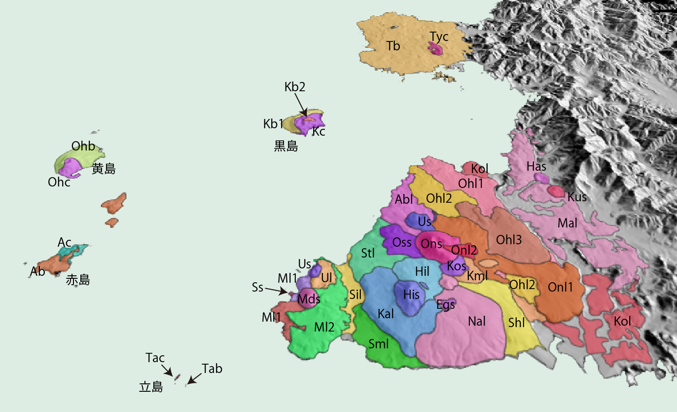 福江火山群の3D地質図